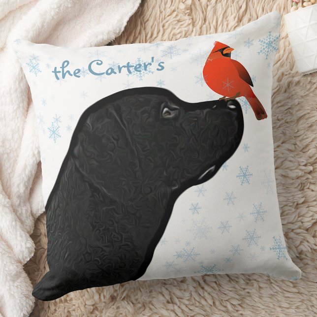 Black Lab Christmas Dog Labrador Throw Pillow (Creator Uploaded)