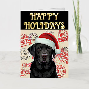 Black lab christmas foil holiday card