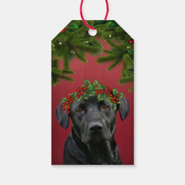 Black Lab Christmas Gift Tags (Front)
