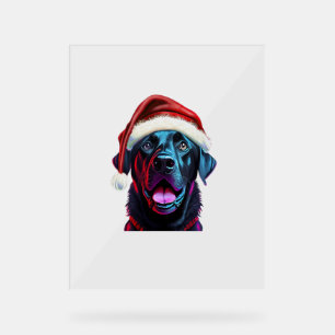 Black Lab Christmas Magic_ Labrador in Santa Hat  Acrylic Sign