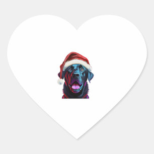 Black Lab Christmas Magic_ Labrador in Santa Hat Heart Sticker