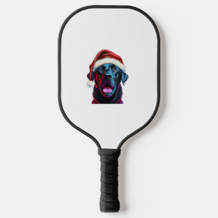 Black Lab Christmas Magic_ Labrador in Santa Hat Pickleball Paddle