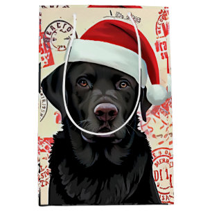 Black lab christmas medium gift bag