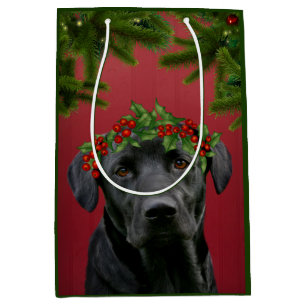 Black lab Christmas Medium Gift Bag