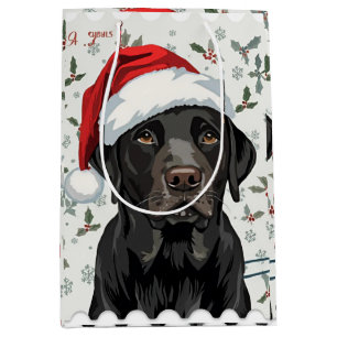 Black lab christmas medium gift bag