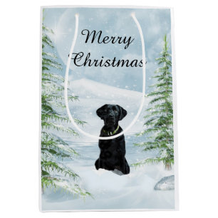 Black lab Christmas Medium Gift Bag