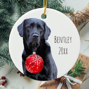 Black Lab Christmas Pet Labrador Puppy Cute Dog Ceramic Ornament