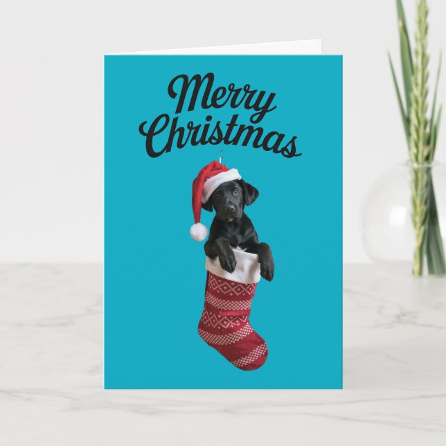 Black Lab Christmas Stocking Card (Front)