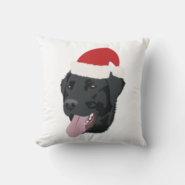 Black Lab Christmas Throw Pillow (Front)