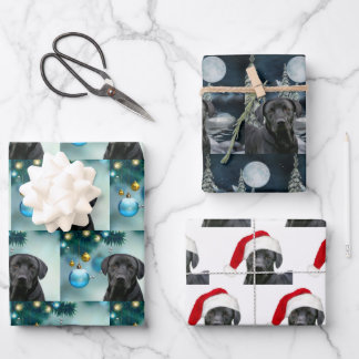 Black lab Christmas Wrapping Paper Sheet