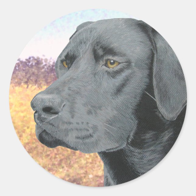 Black Lab Classic Round Sticker (Front)