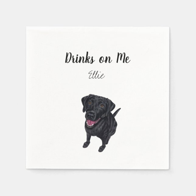 Black Lab Cocktail Napkins (Front)