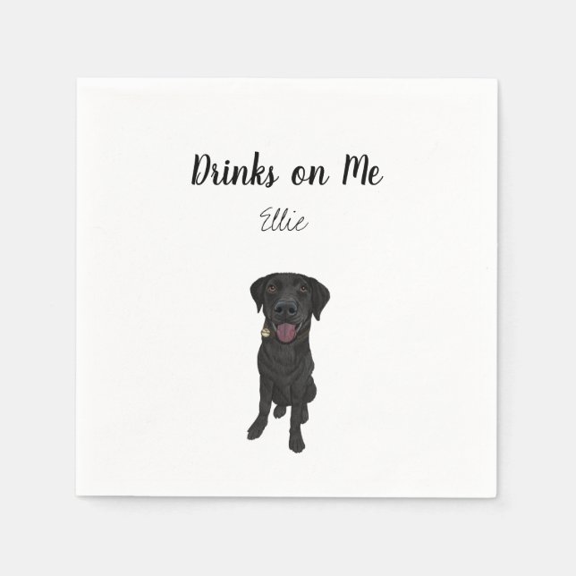 Black Lab Cocktail Napkins (Front)