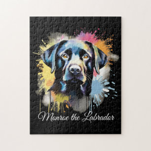 Black Lab Colourful Splash Graffiti Jigsaw Puzzle