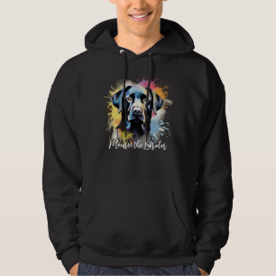 Black Lab Colourful Splash Personalized Text Hoodie