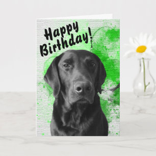 Black Lab Customizable Birthday Card Green