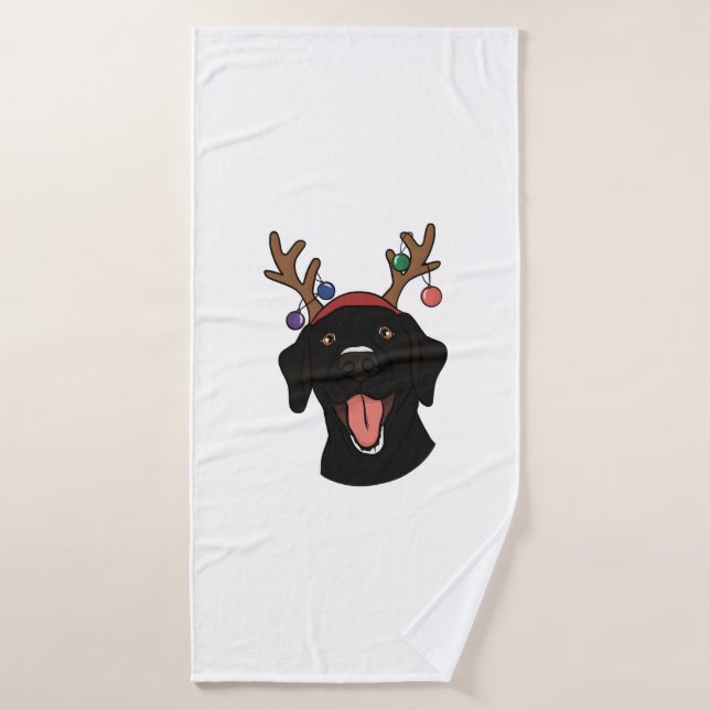 Black Lab de Christmas (Serviette de bain)