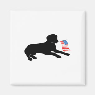 Black Lab Dog Holding July 4th Patriotic Usa Flag Magnet