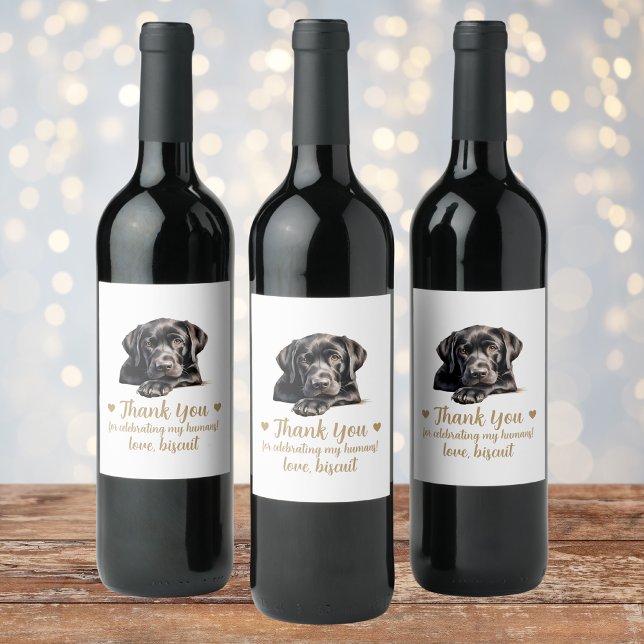 Black Lab Dog I Do Too Mariage Wine Étiquette (Créateur téléchargé)