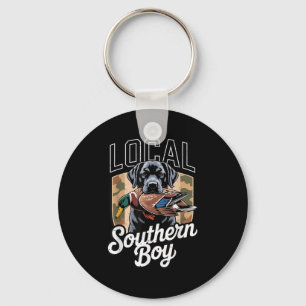 Black Lab Dog Local Southern Boy Camo Duck Hunting Keychain