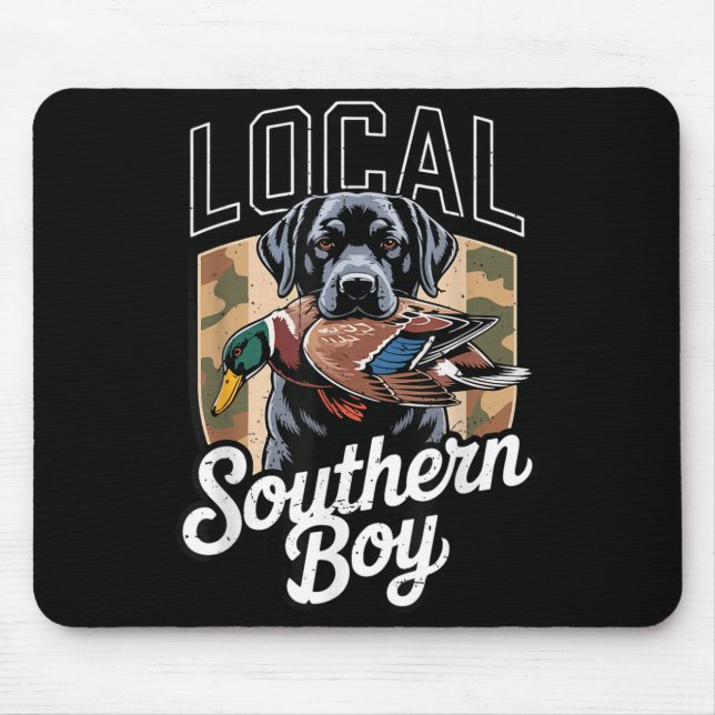 Black Lab Dog Local Southern Boy Camo Duck Hunting Mouse Pad (Front)