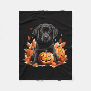 Black Lab Dog Mom Dad Halloween Fall Funny V-Neck Fleece Blanket