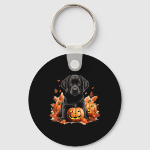Black Lab Dog Mom Dad Halloween Fall Funny V-Neck Keychain