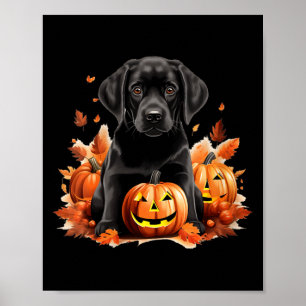 Black Lab Dog Mom Dad Halloween Fall Funny V-Neck Poster