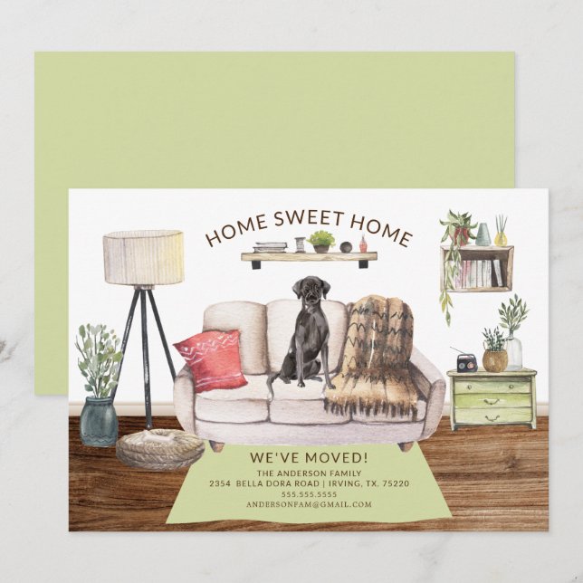 Black Lab Dog Moving Announcement (Front/Back)