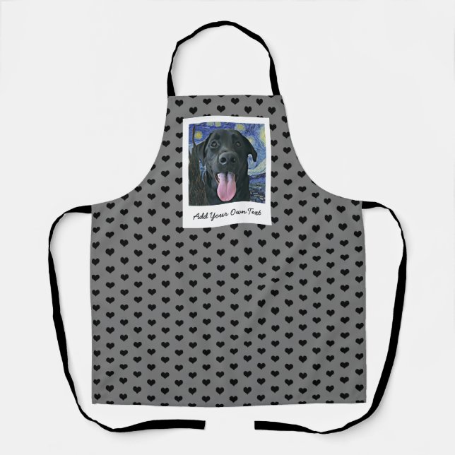 Black Lab Dog Pet Personalized Photo and Text  Apron (Front)