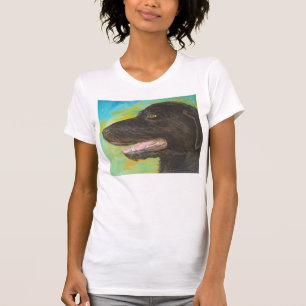 Black Lab Dog Pet Portrait Painting Art T-Shirts