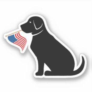 Black Lab Dog Silhouette American Flag USA