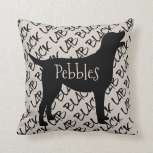 Black Lab Dog Silhouette Throw Pillow