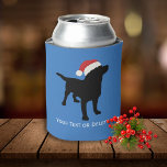Black Lab Dog wearing Santa Claus Christmas Hat Can Cooler<br><div class="desc">This adorable black lab is all decked out for Christmas in his red and white Santa Claus Hat. This design is sure to put a smile on a dog lover's face and of course those who love Black Lab's. Personalize with your custom text - add your dog's name, Christmas greetings,...</div>