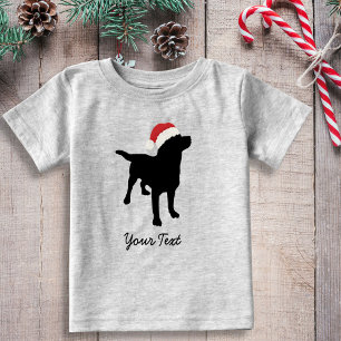 Black Lab Dog with Christmas Santa Hat Baby T-Shirt