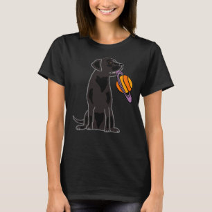 Black Lab Dog With Saturn Frisbee T-Shirt