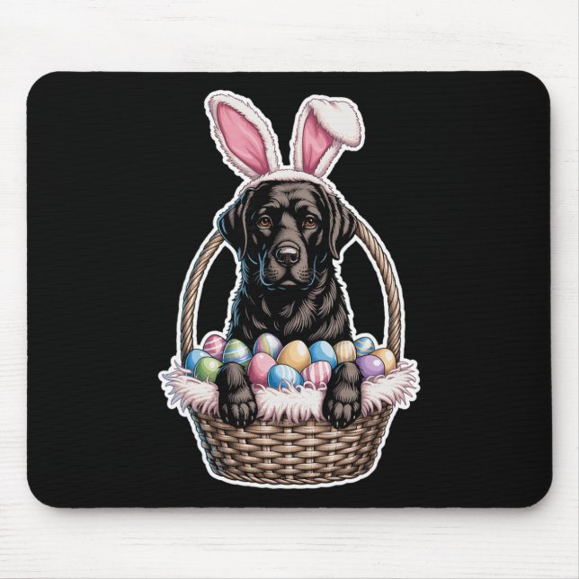 Black Lab Easter Bunny Dog In Sket Funny Labrador  Mouse Pad (Front)
