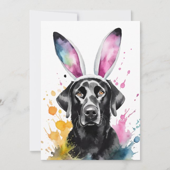 Black Lab Easter Bunny Training Carte de vacances  (Devant)