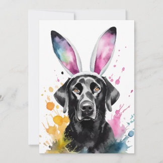 Black Lab Easter Bunny Training Flat Holiday Card
