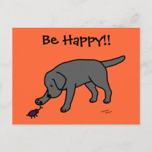 Black Lab Friendly Cartoon Black Labrador Postcard