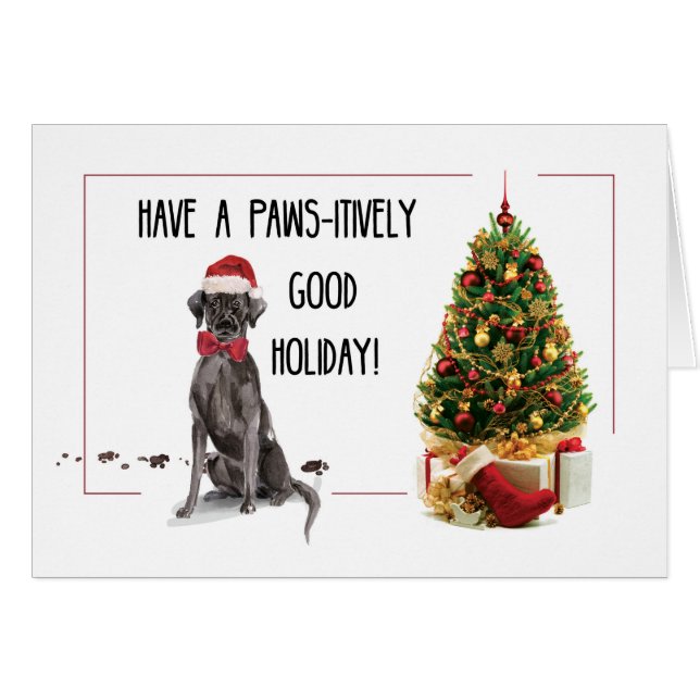 Black Lab Funny Chien de Noël et arbre (Devant horizontal)
