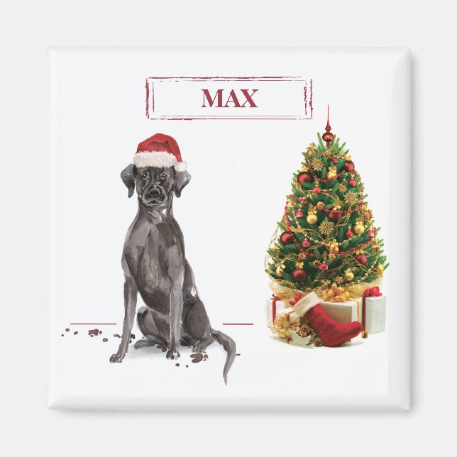 Black Lab Funny Christmas Dog and Tree Magnet (Front)