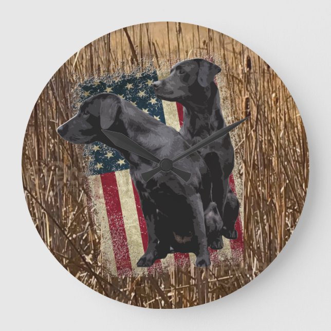 Black Lab Gifts, Labrador Retriever Large Clock (Front)