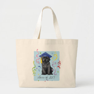 Black Lab Graduate Large Tote Bag