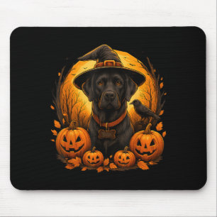 Black Lab Halloween Witch Hat Labrador Dog Pumpkin Mouse Pad