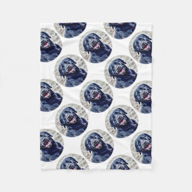 Black Lab Head Fleece Blanket (Front)