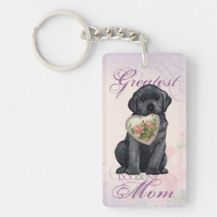 Black Lab Heart Mom Keychain