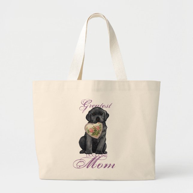Black Lab Heart Mom Large Tote Bag (Front)
