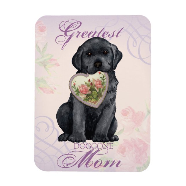 Black Lab Heart Mom Magnet (Vertical)