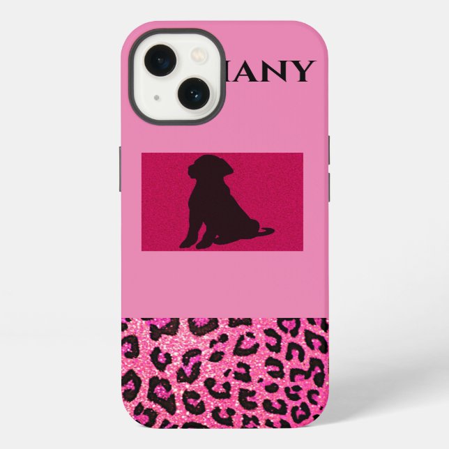 Black Lab iPhone/iPad case with personalized name. (Back)